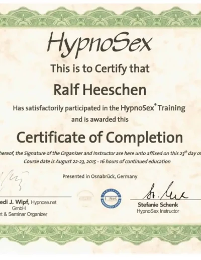 Zertifikate von Ralf Heeschen, Hypnose Holstein, Borgdorf-Seedorf